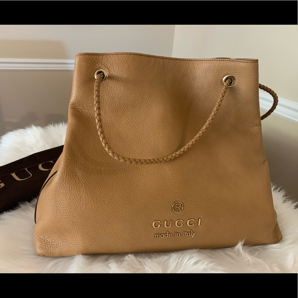 Calfskin Large Braided Handle Gifford Tote Saffron
